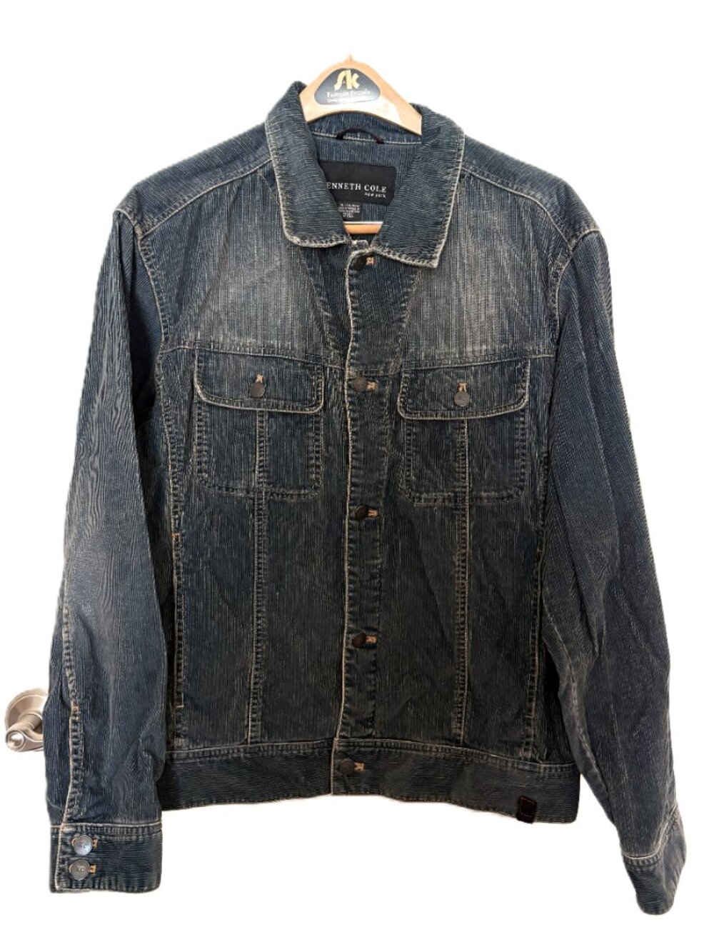 Kenneth Cole Blue Corduroy Cowboy Jacket Men Size XL